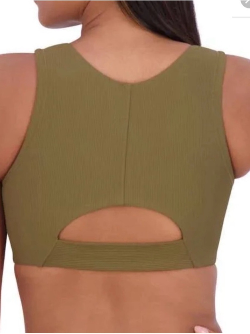 Ribbed Olive Cutout Tank Top